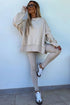 Oversized Side Slit Sweatshirt Ribbed Legging Pant Set